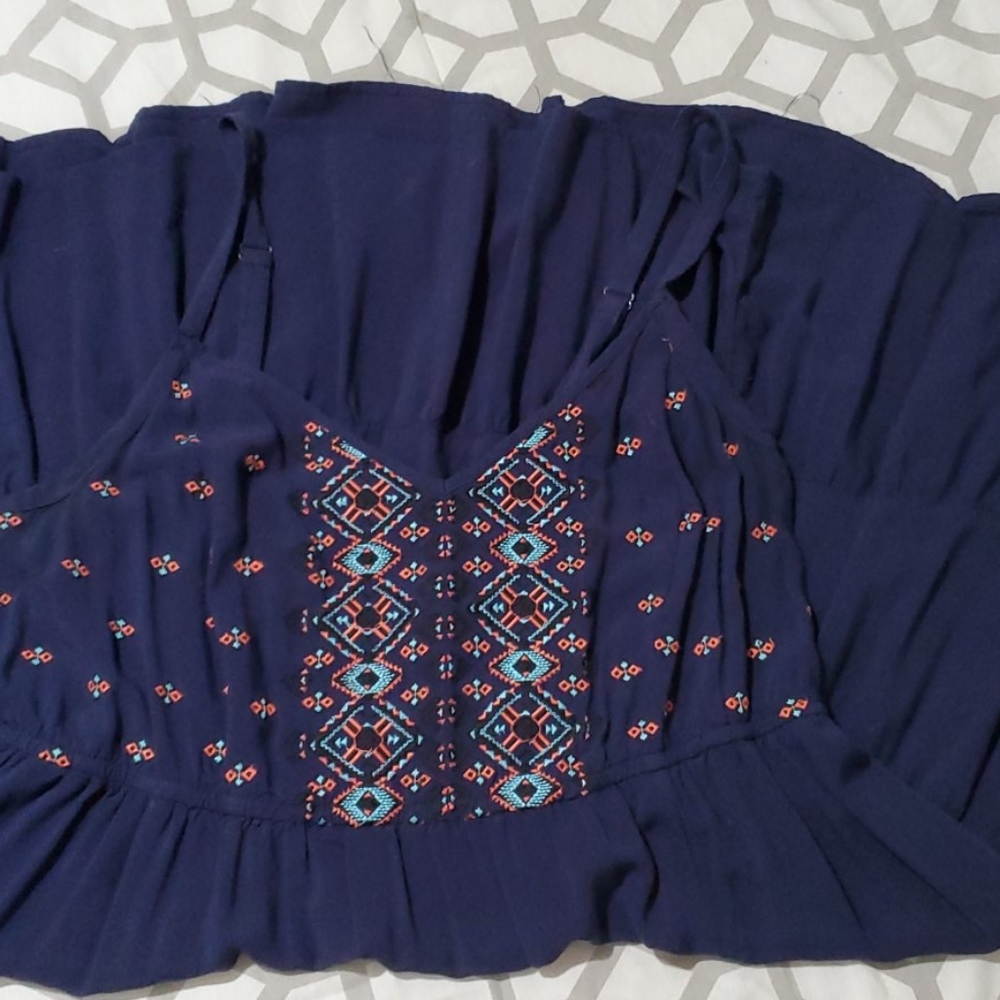 Torrid Navy Tiered sundress w/adj straps
